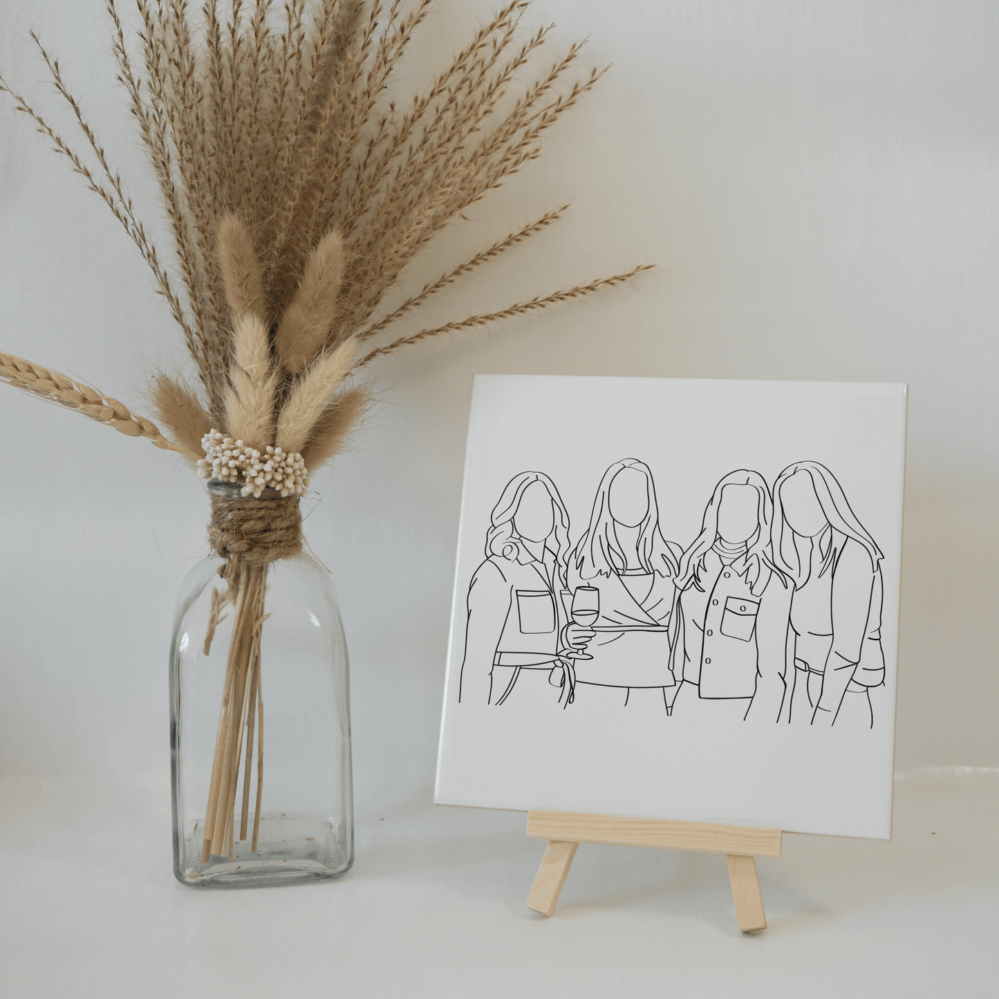 Tegel met Gepersonaliseerde Line Art Illustratie