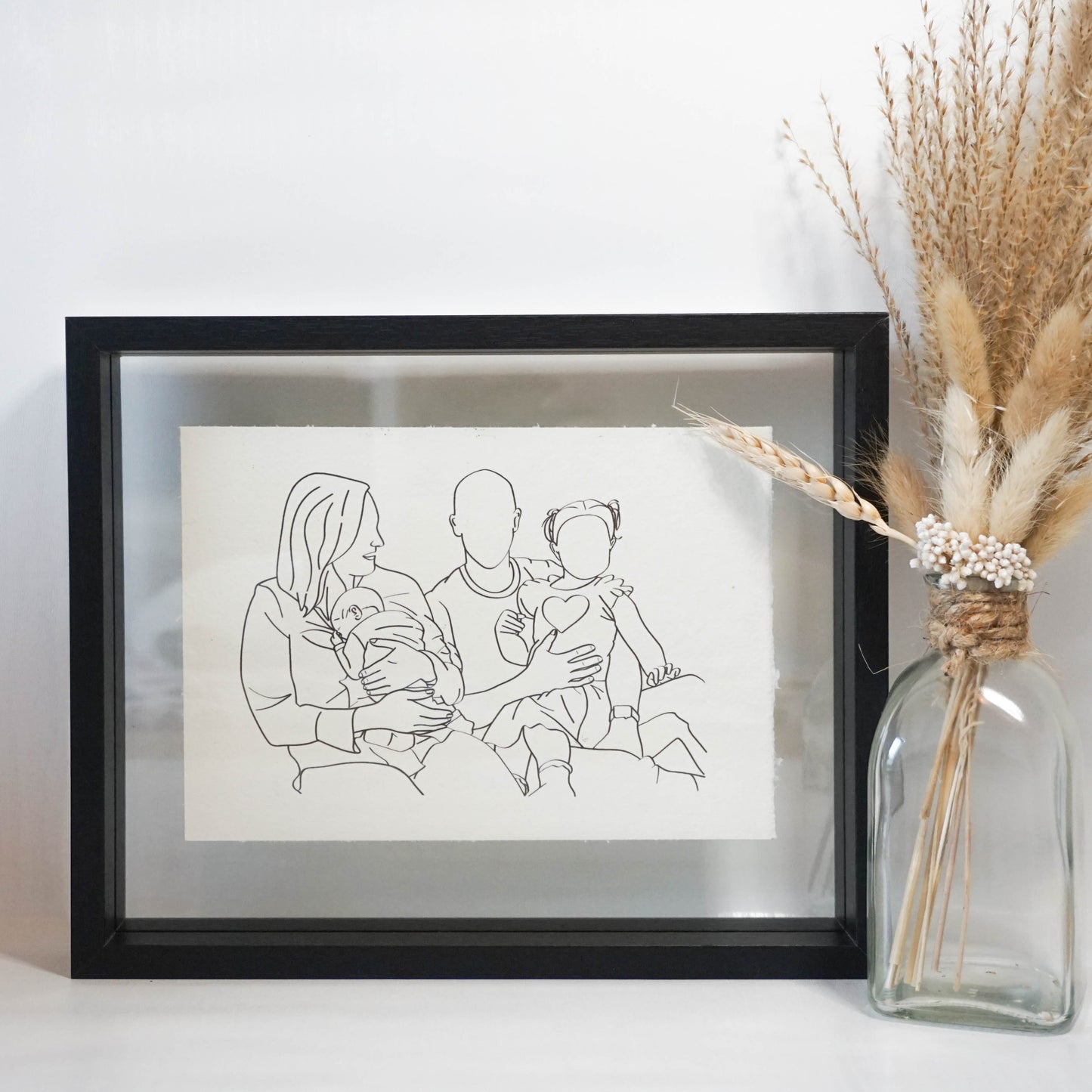 Gepersonaliseerd familie portret in line art