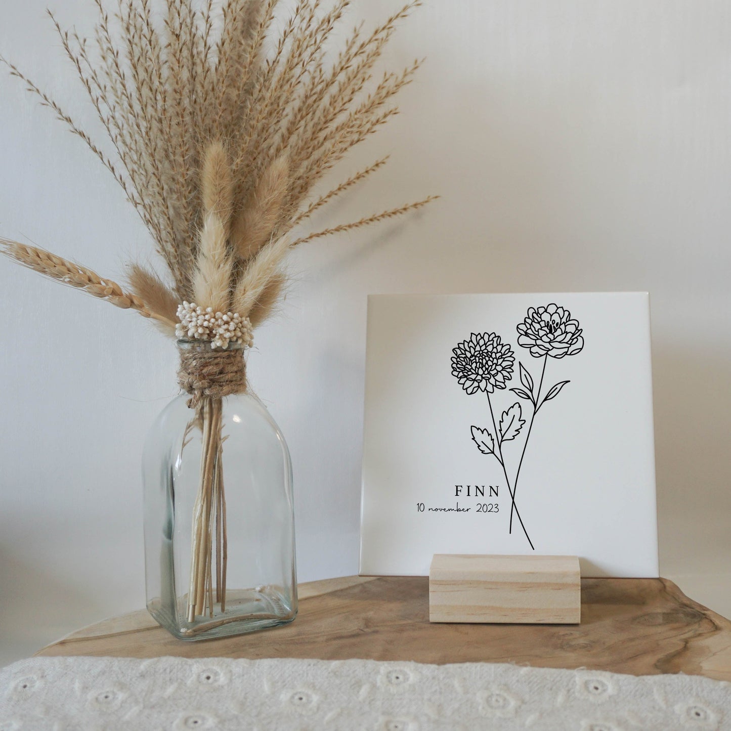 geboortebloem november houten standaard