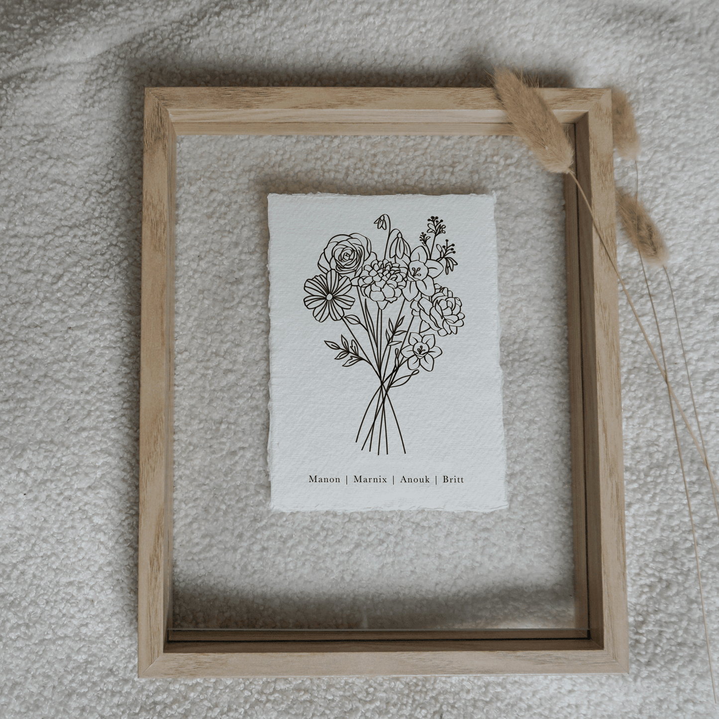 Gepersonaliseerd Geboortebloemen Boeket | Gedrukt op Handgeschept Katoenpapier