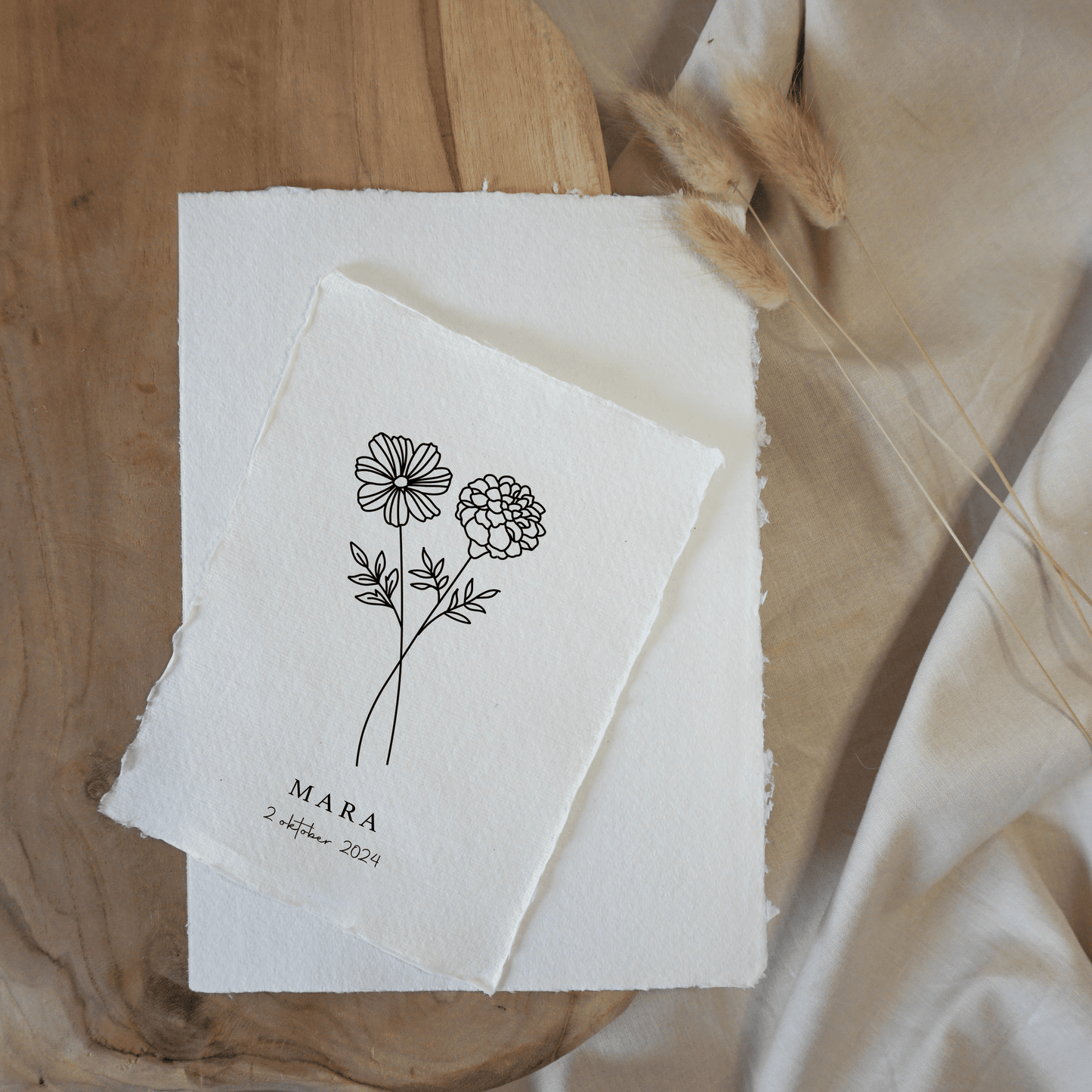 Oktober Geboortebloem | Gepersonaliseerd op Handgeschept Katoenpapier