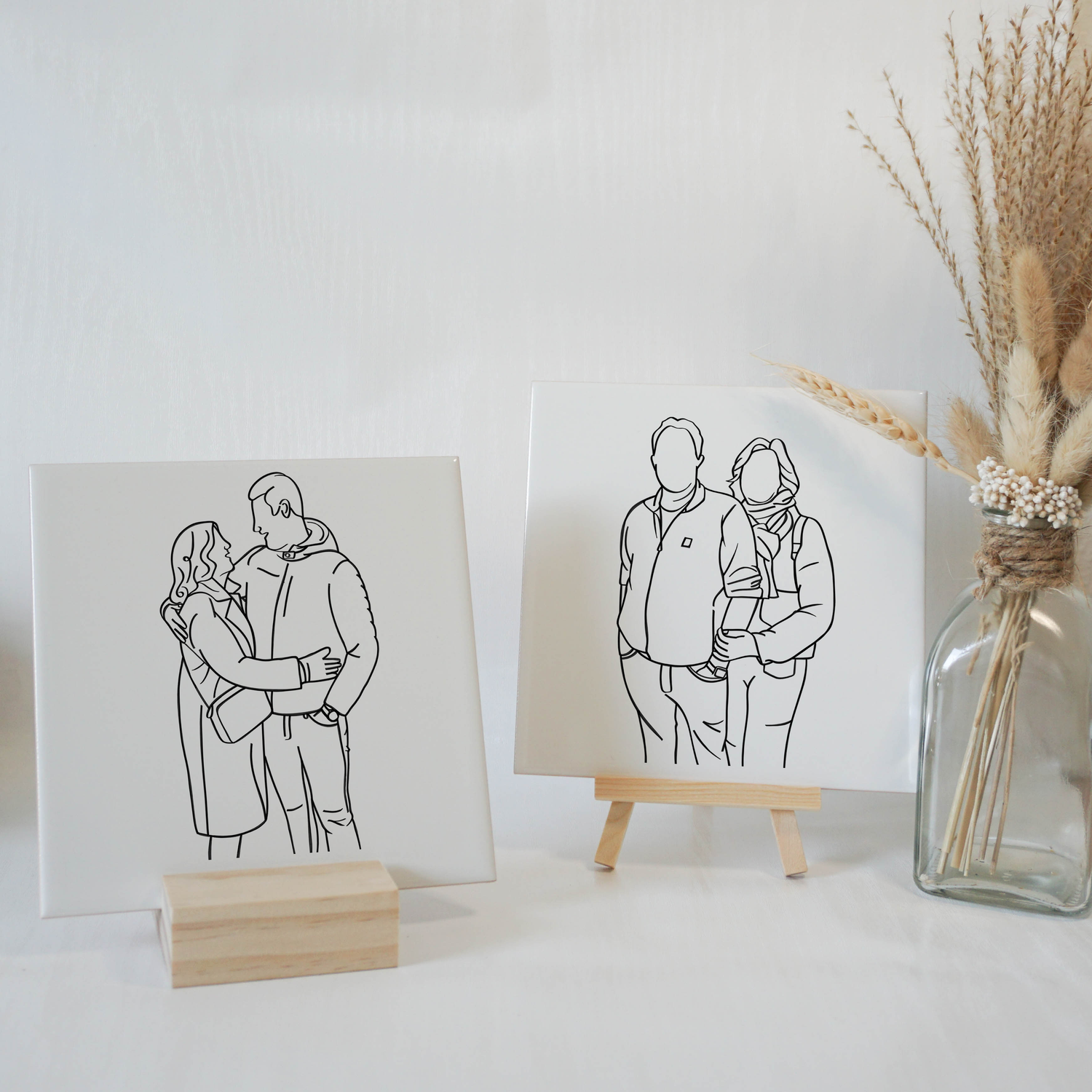 Line Art Illustratie op een Tegeltje
