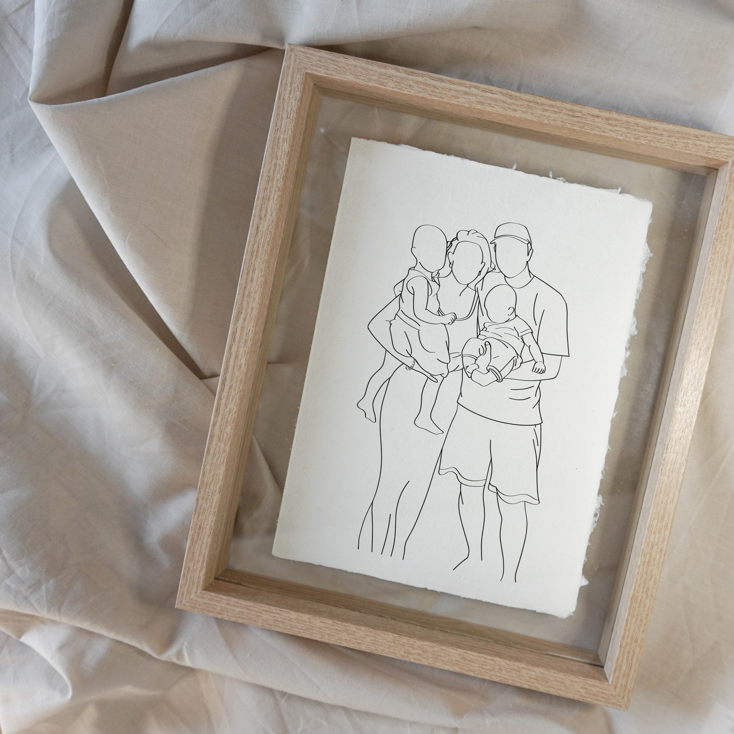 Line Art Illustratie op Handgeschept Katoenpapier