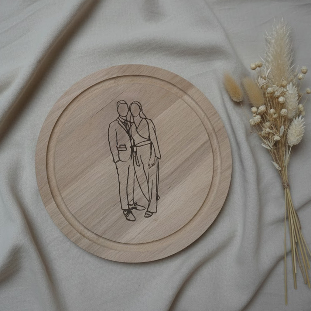 Line Art Illustratie op Serveerplank