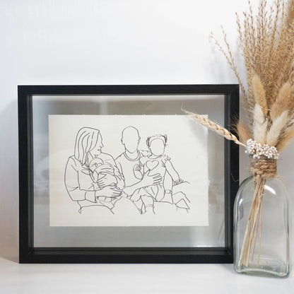 Gepersonaliseerd familie portret in line art