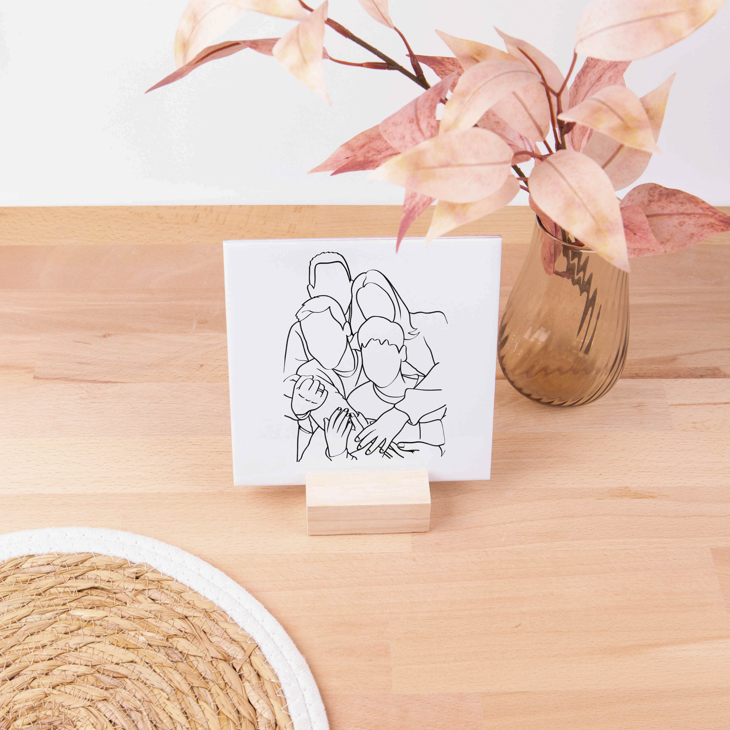 Tegel met Gepersonaliseerde Line Art Illustratie