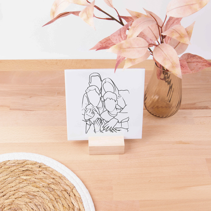 Tegel met Gepersonaliseerde Line Art Illustratie