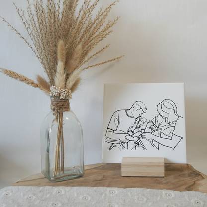 Tegel met Gepersonaliseerde Line Art Illustratie