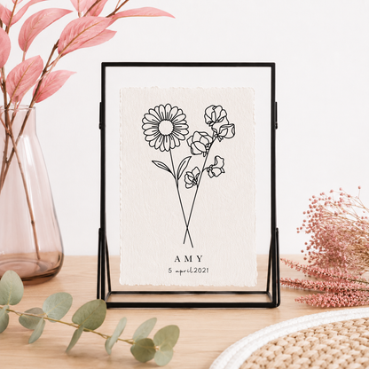 April Geboortebloem | Gepersonaliseerd op Handgeschept Katoenpapier