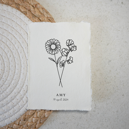 April Geboortebloem | Gepersonaliseerd op Handgeschept Katoenpapier