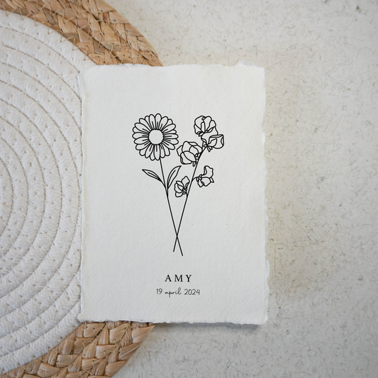 April Geboortebloem | Gepersonaliseerd op Handgeschept Katoenpapier