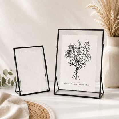 Gepersonaliseerd Geboortebloemen Boeket | Gedrukt op Handgeschept Katoenpapier