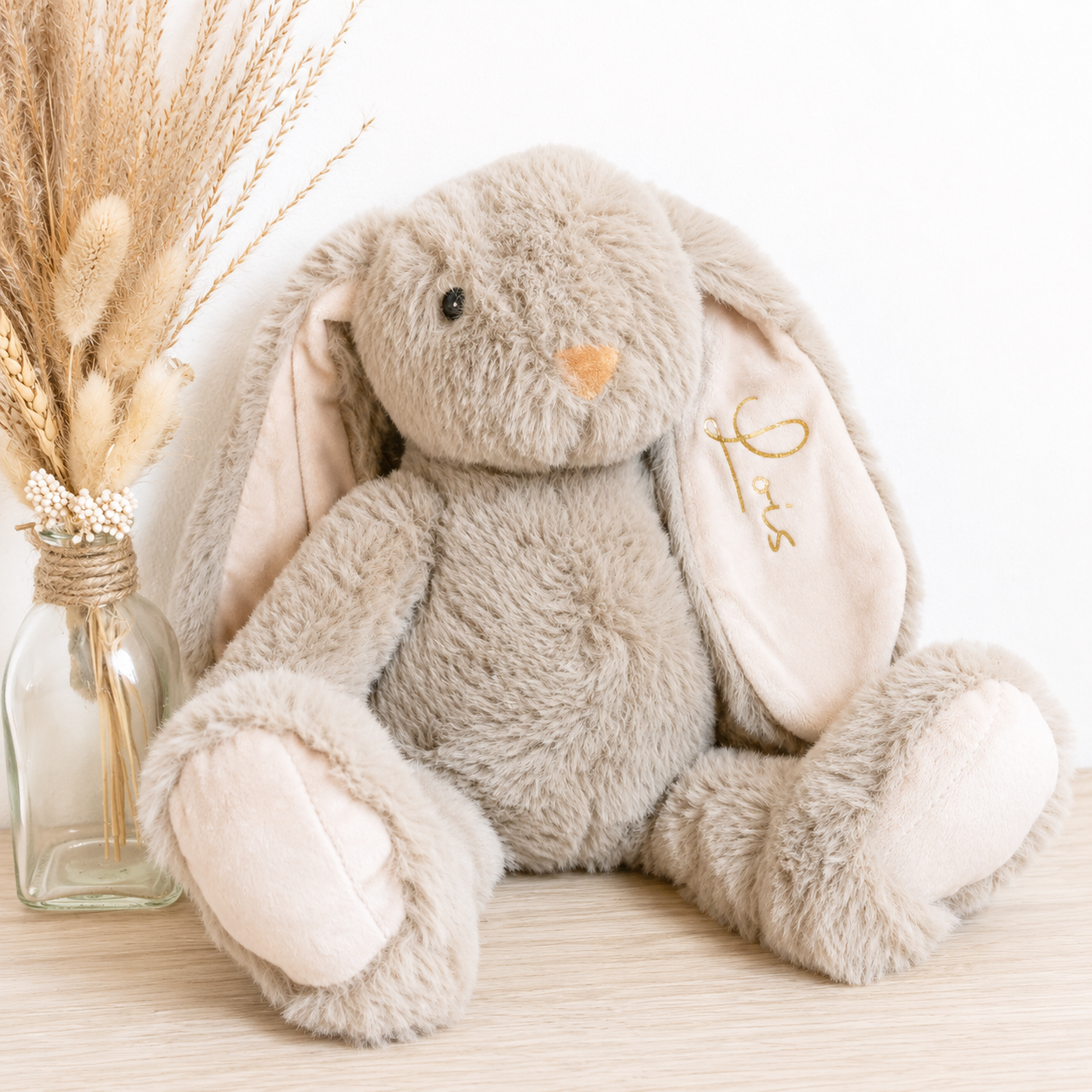 Gepersonaliseerd Knuffelkonijn Beige | Uniek kraamcadeau