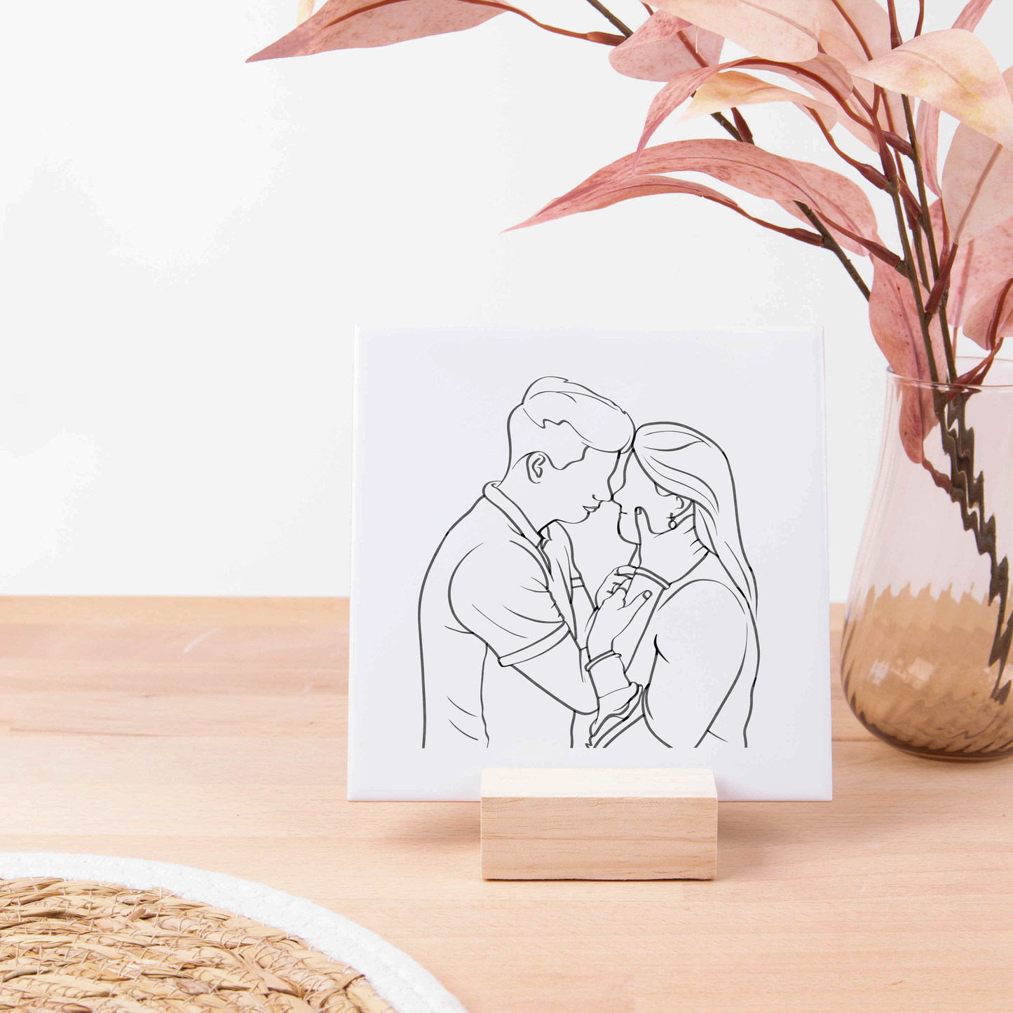 Tegel met Gepersonaliseerde Line Art Illustratie