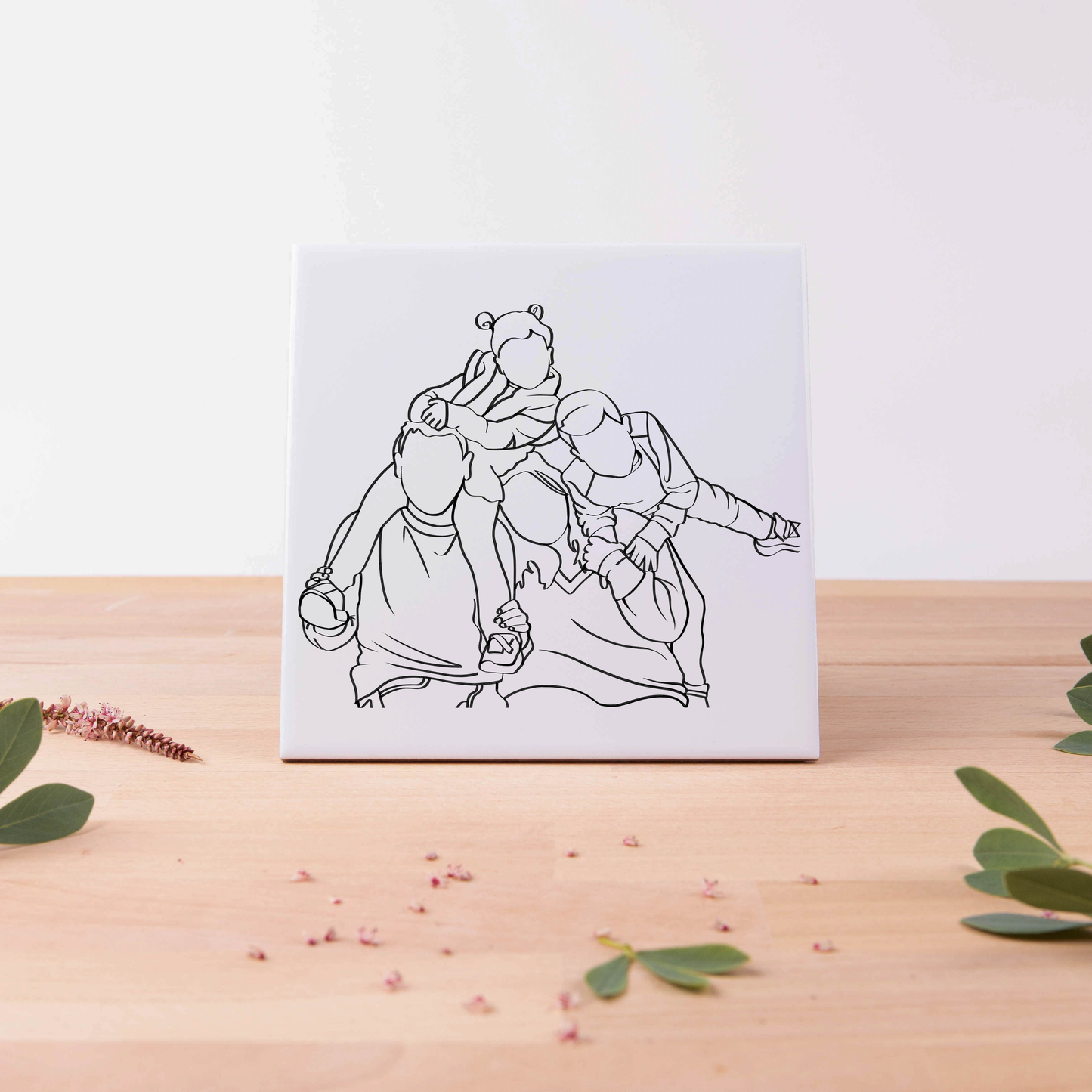 Tegel met Gepersonaliseerde Line Art Illustratie