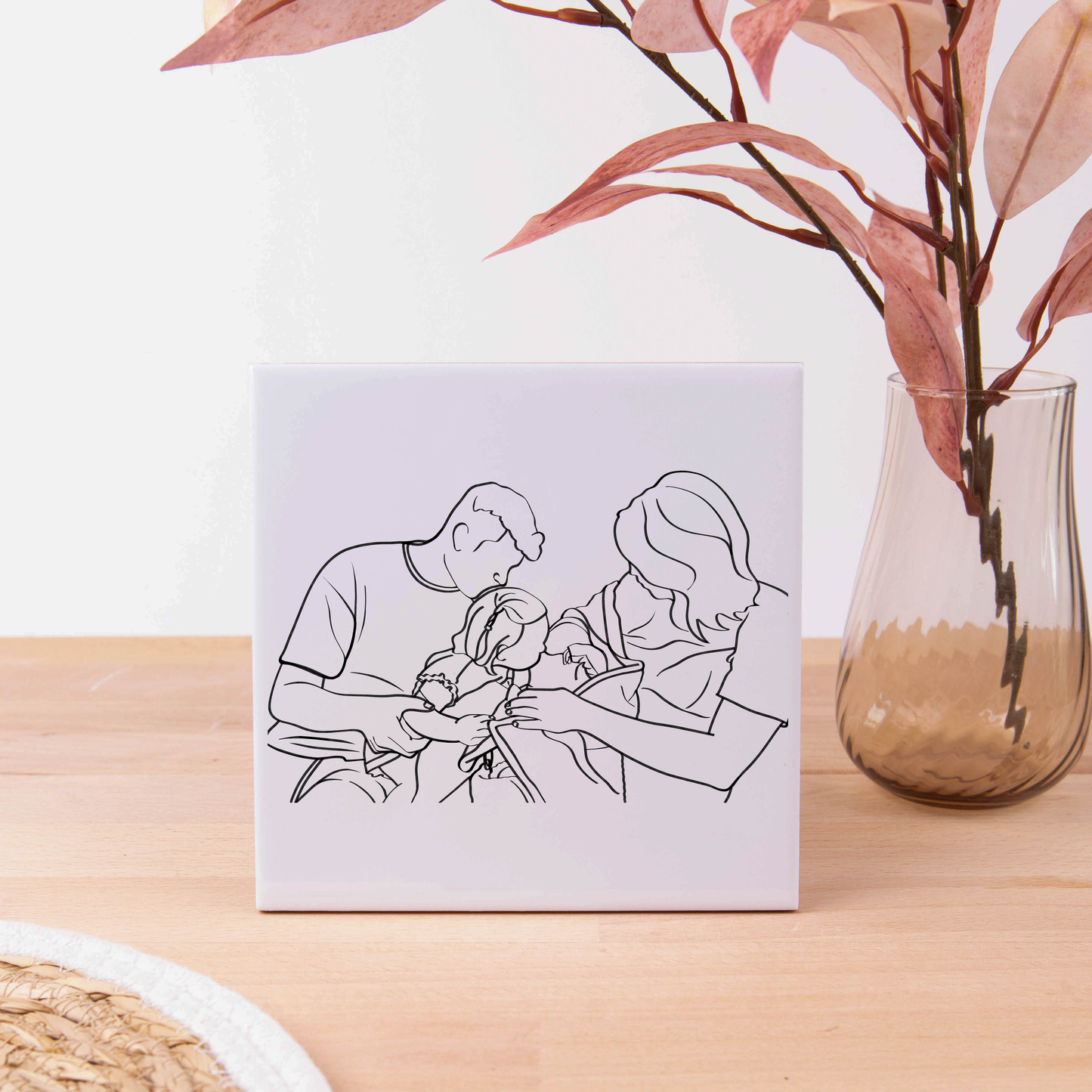 Tegel met Gepersonaliseerde Line Art Illustratie