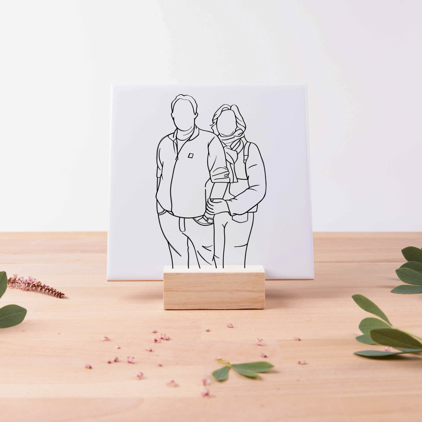 Tegel met Gepersonaliseerde Line Art Illustratie