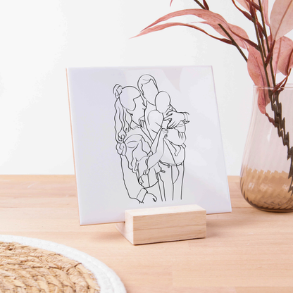 Tegel met Gepersonaliseerde Line Art Illustratie