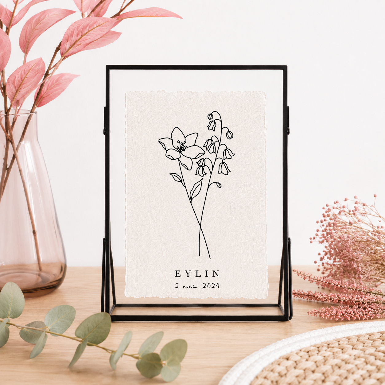 Mei Geboortebloem | Gepersonaliseerd op Handgeschept Katoenpapier