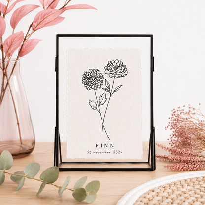 November Geboortebloem | Gepersonaliseerd op Handgeschept Katoenpapier