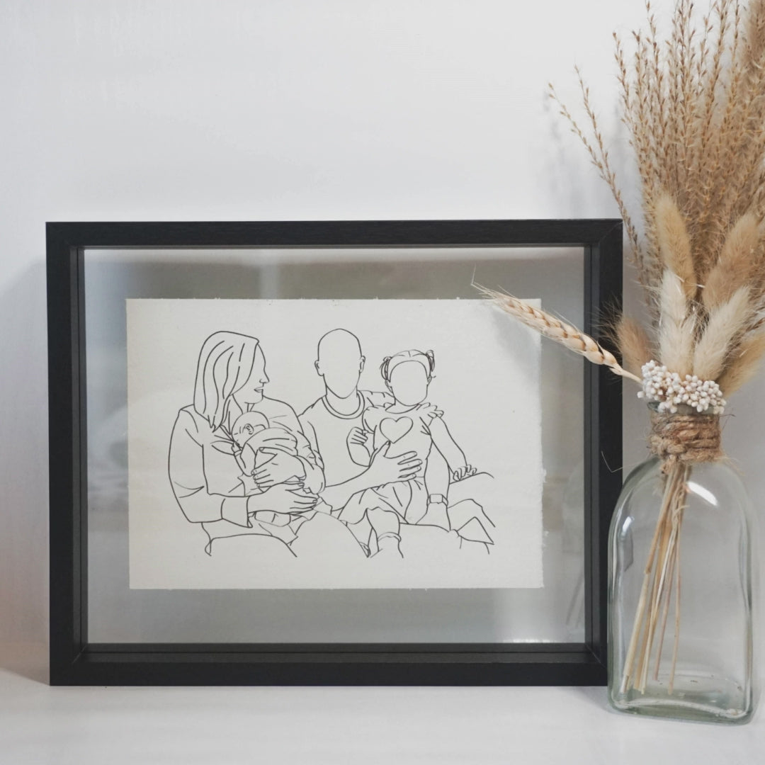 Van foto naar line art tekening familie