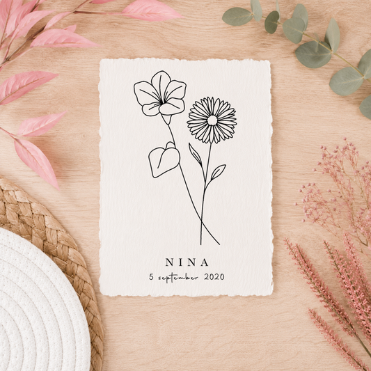 September Geboortebloem | Gepersonaliseerd op Handgeschept Katoenpapier